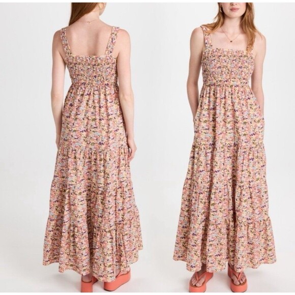Scotch & Soda Strappy Seersucker Maxi Floral Dress Sz Small New - Picture 2 of 9